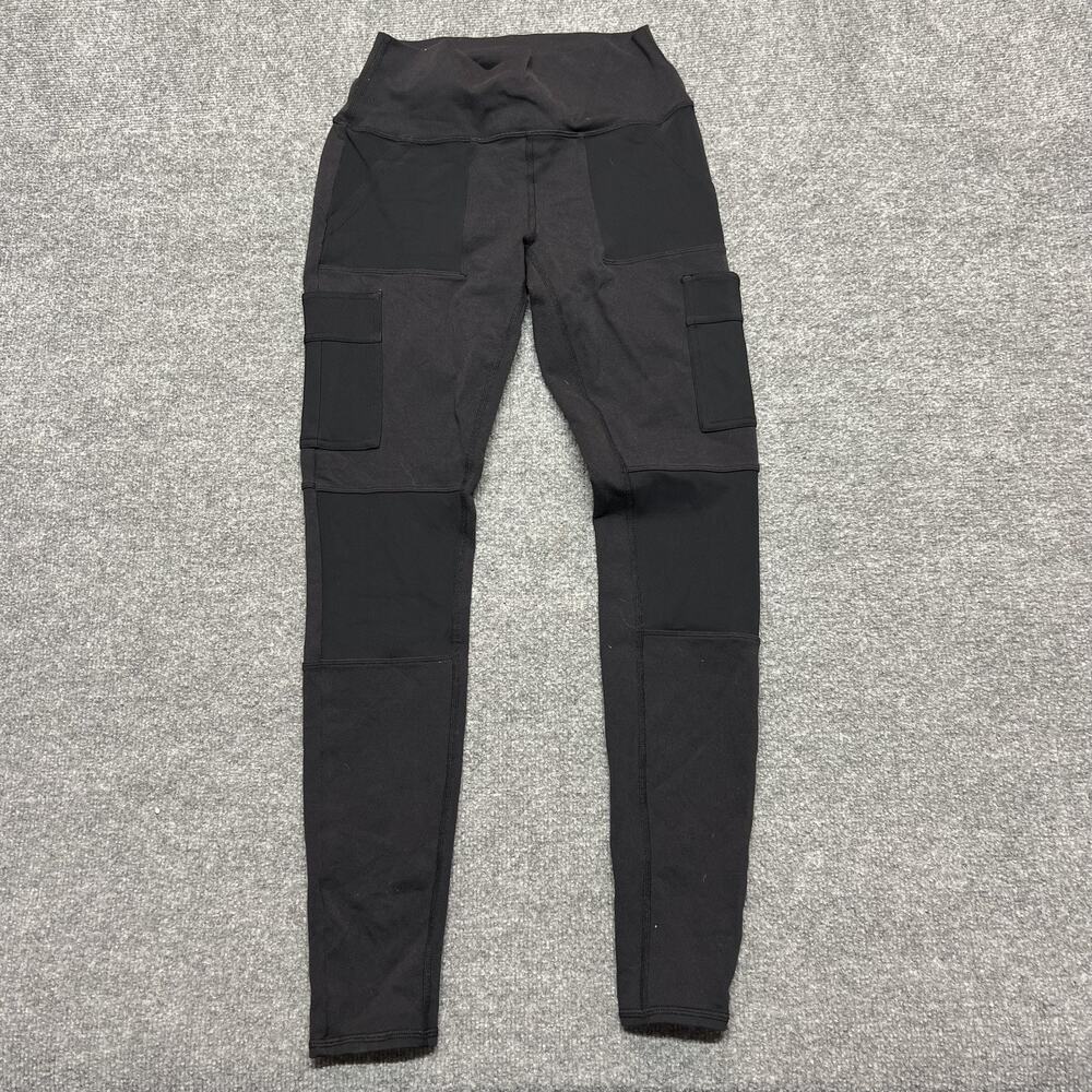 Alo Yoga Leggings Womens Medium Black High Rise Cargo Pockets Athletic Pants